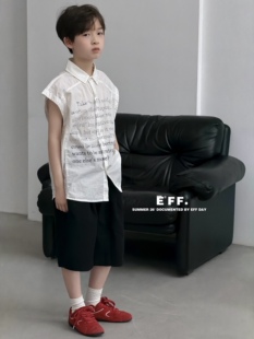 EFF尔菲梵潮牌Ec中大男孩童装夏天季设计款韩版坎肩纯棉衬衫背心