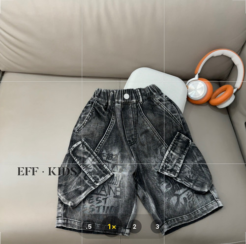 尔菲梵EC潮牌EFF夏天季款男中大童工装口袋5五分短洗水牛仔中裤子