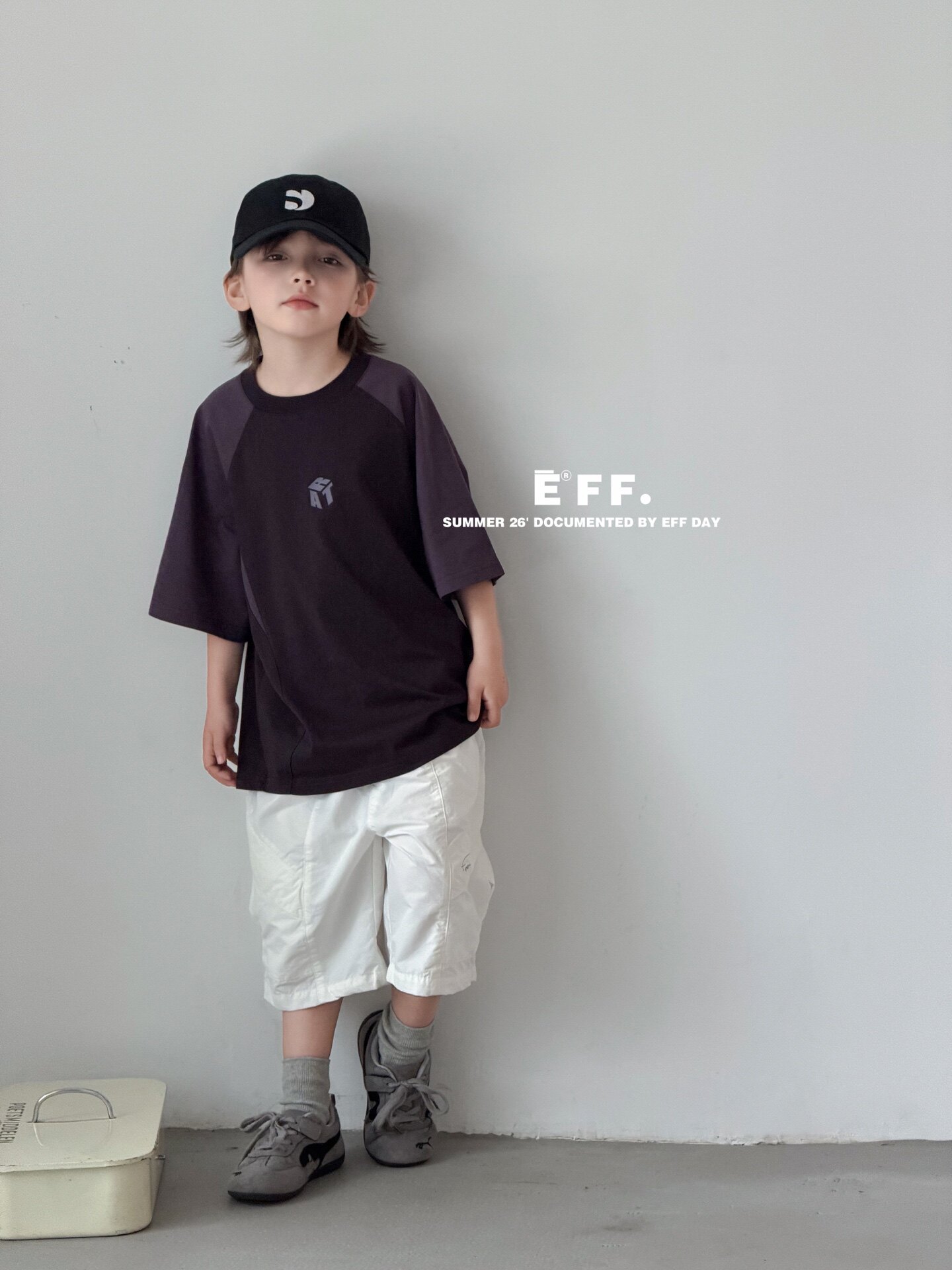 EFF尔菲梵潮牌Ec中大男童装夏天季韩版设计款纯棉圆领t恤拼接上衣 - 实物图