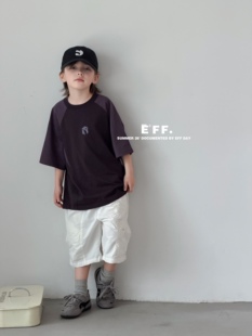 EFF尔菲梵潮牌Ec中大男童装夏天季韩版设计款纯棉圆领t恤拼接上衣