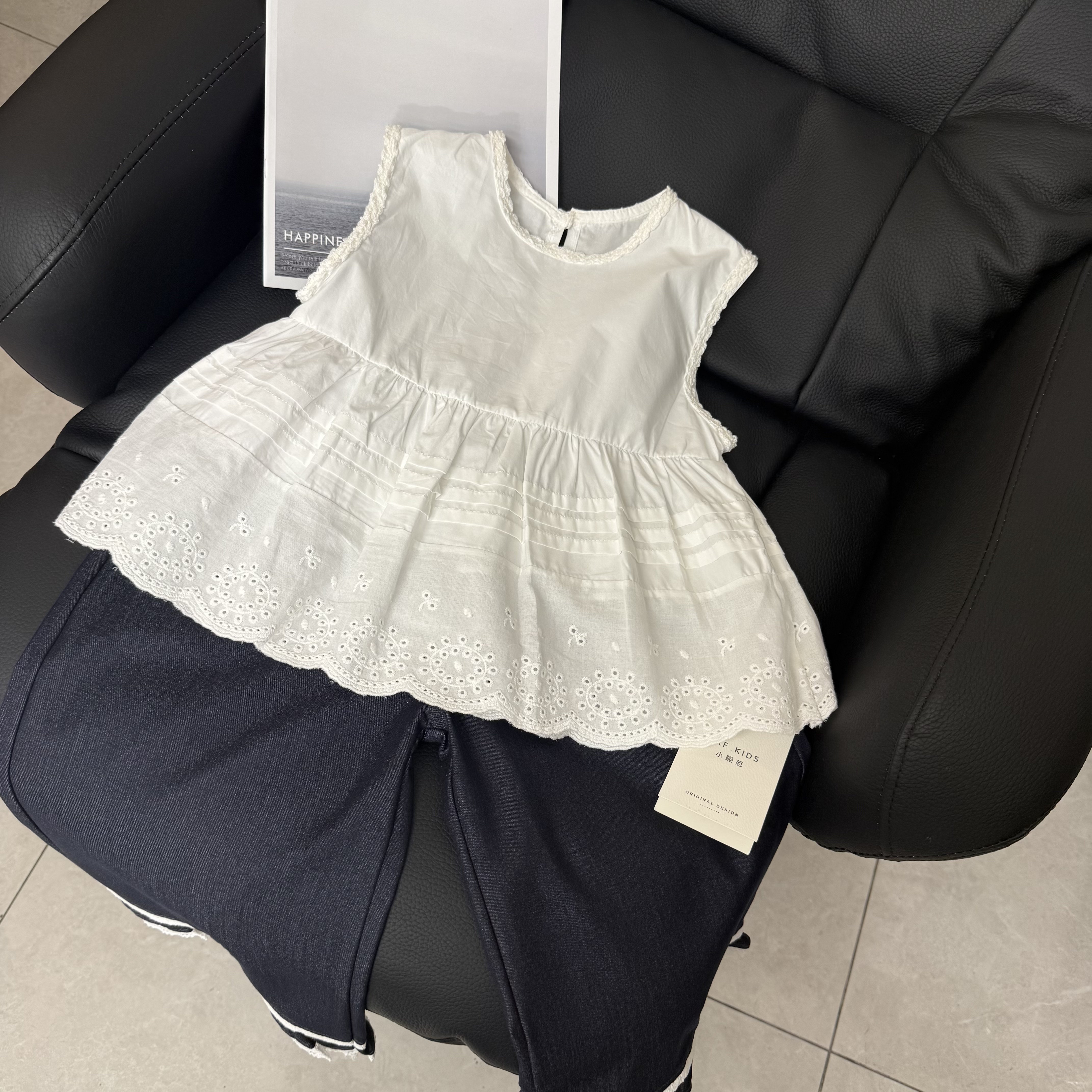 实体店品质女童夏季中大儿童装韩版薄款娃娃衫背心七分阔腿裤套装