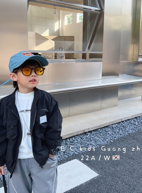 尔菲梵EC潮牌小童装冬季款加绒加厚男宝长袖口袋拉链风衣外套