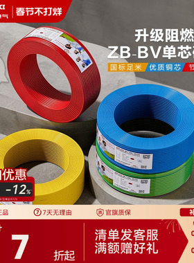 德力西电线铜芯铜线B阻燃bv单芯硬线2.5 4 6 10平方家装国标电缆