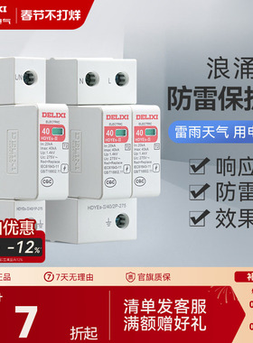 德力西 避雷器 防雷器  1P 2P 275V 40KA 家用HDYE电涌浪涌保护器