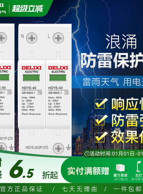 德力西 避雷器 防雷器  1P 2P 275V 40KA 家用HDYE电涌浪涌保护器