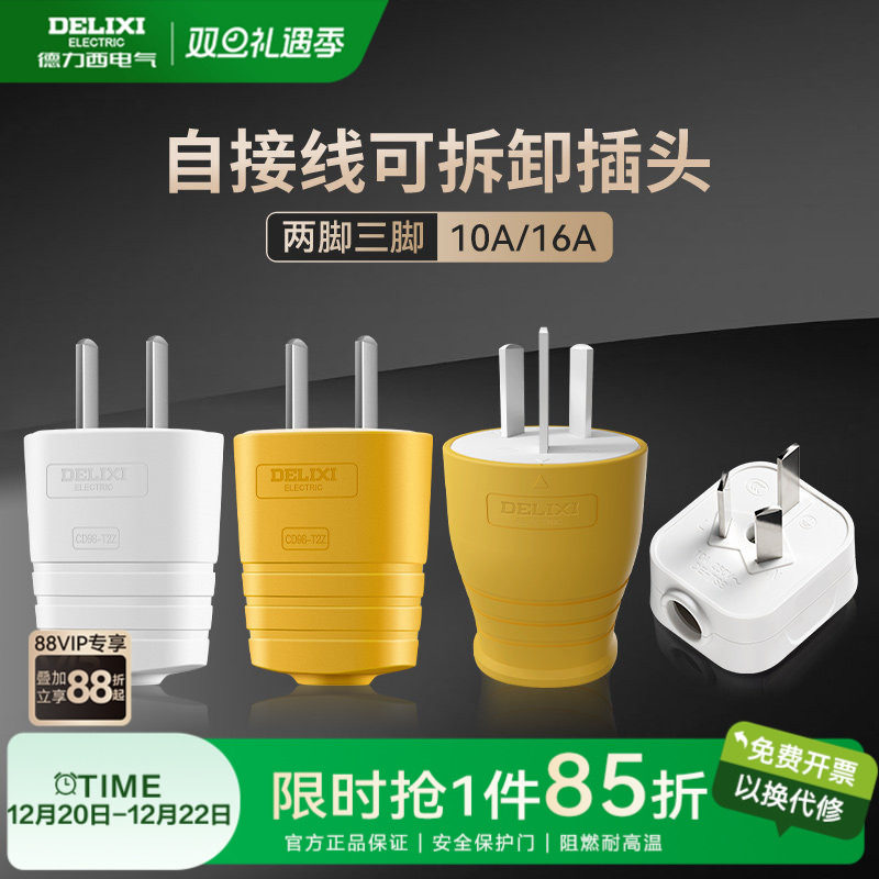德力西插头10a16a二三脚