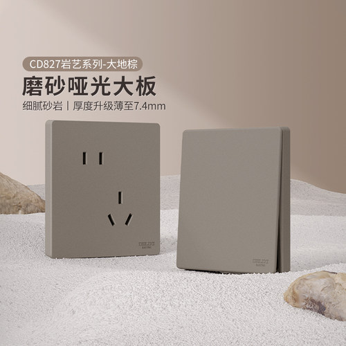 德力西奶油风哑光磨砂开关插座
