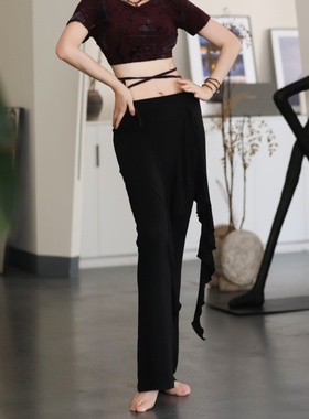 纪小白【幕塑裤】莫代尔不规则荷叶边裤裙高弹喇叭裤肚皮舞瑜伽