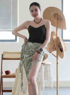 【纪小白】原创裹裙民族风性感夏季印花轻熟风度假风肚皮舞下装