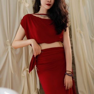 纪小白原创东方舞下装 肚皮舞练功服莫代尔绑带大师裙舞匠裙显瘦新