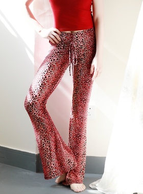 【纪小白】网纱高弹绑带喇叭裤显瘦红磨坊肚皮舞流行舞练功服限量