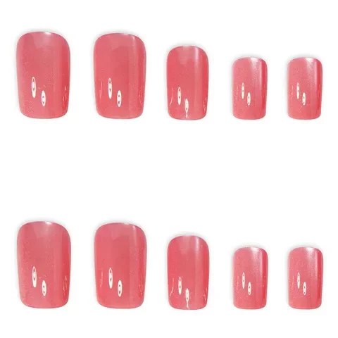 on穿戴甲片粉色可press成品nails高级美甲片可拆卸猫眼