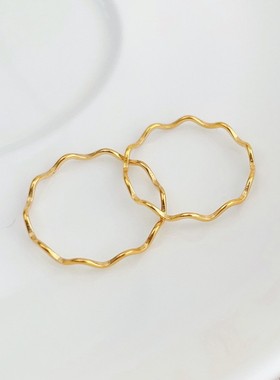 女钛钢冷淡风波浪形指环不掉色