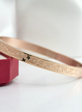 简约百搭五角星星钛钢玫瑰金手环