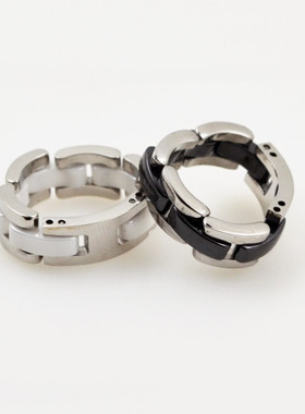 单双排陶瓷钛钢男女情侣指环