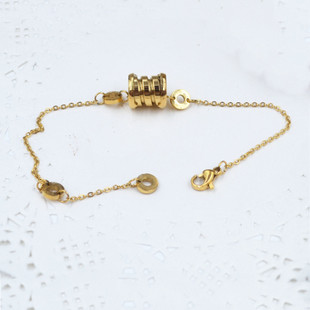 明星同款弹簧慈善白金版情侣手链 经典个性男女钛钢彩金腕链手环