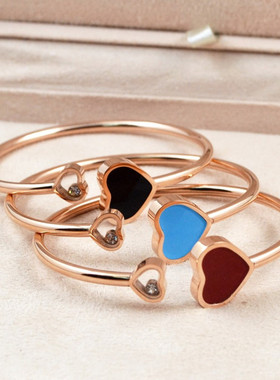 爱心形女款开口钛钢玫瑰金手镯