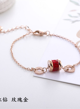 罗马数字百搭钛钢玫瑰金手饰品