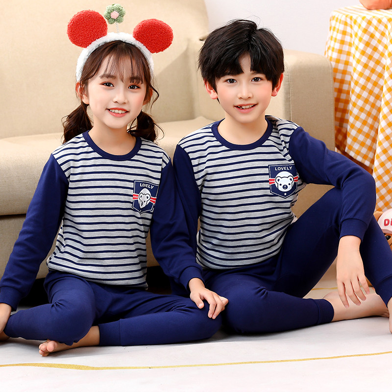 Spring, autumn and winter children's pajamas, pure cotton boys' thin children's clothing, girls' home wear, boys' all-cotton baby and children's pajamas thumbnail 8