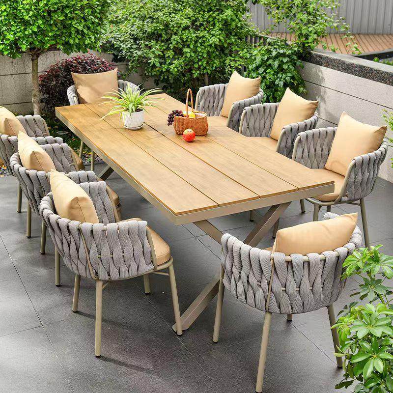 户外桌椅庭院阳台编织餐椅室外防水防晒休闲铝合金塑木大板桌组合,商业/办公家具,商用藤编家具,淘宝优惠券,粉丝福利购,淘宝优惠卷