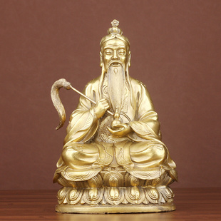 纯黄铜太上老君像 家用供奉太清道德天尊老子铜像大号