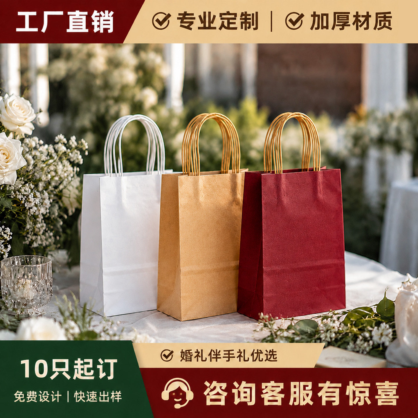 结婚礼品包装袋回礼专用高级感袋子手提袋伴手礼袋批发定制印Logo