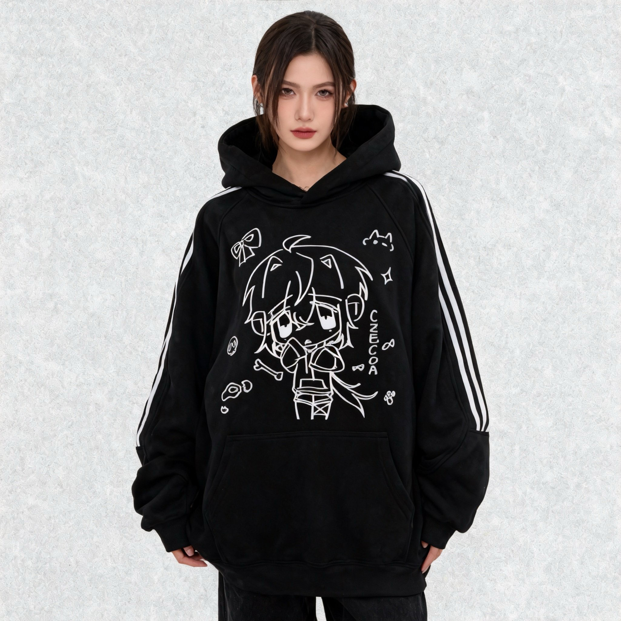 CZECOA原创二次元宅系萌感连帽卫衣男女秋冬季宽松百搭亚文化上衣