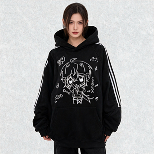 CZECOA原创二次元宅系萌感连帽卫衣男女秋冬季宽松百搭亚文化上衣