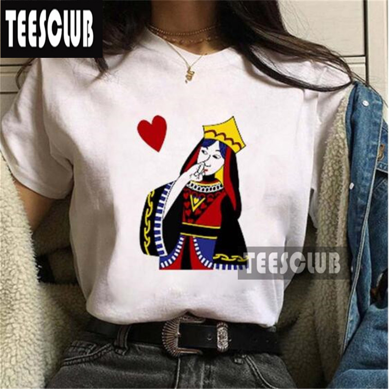 Playing Cards Poker T Shirt Women夏季短袖T恤扑克印花上衣女