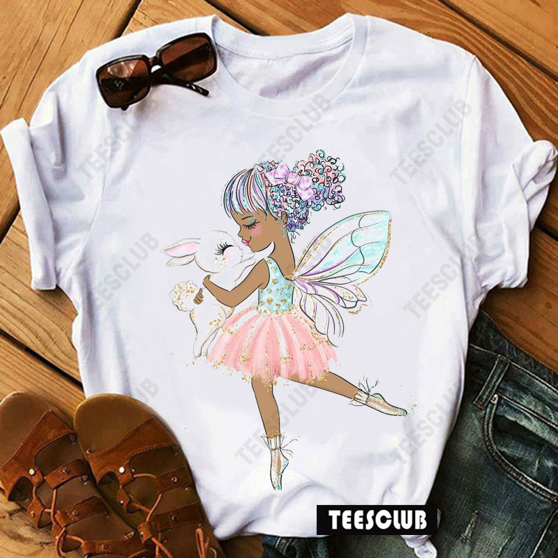 Cute Ballet Rabbit T Shirt Women 可爱卡通芭蕾兔子印花百搭t恤