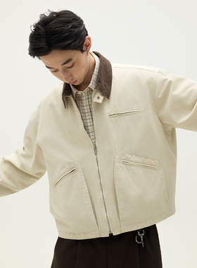 SOMENUM森林 25AW「优雅老钱风」灯芯绒撞色秋冬男女短款炒洗夹克