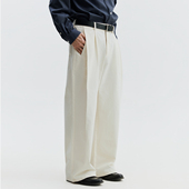 SOMENUM森林 26SS「立体裁褶」细腻质感砂洗磨毛宽松通勤休闲长裤