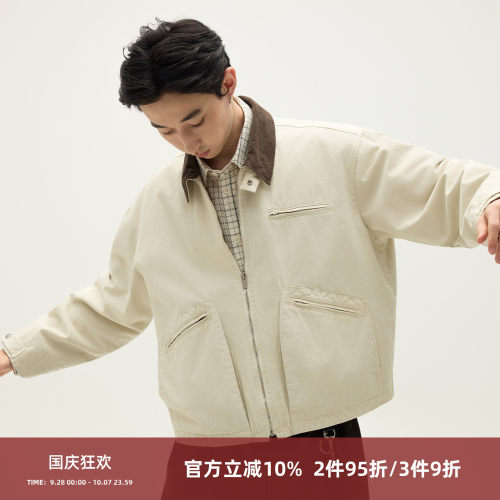 SOMENUM森林 25AW「优雅老钱风」灯芯绒撞色秋冬男女短款炒洗夹克