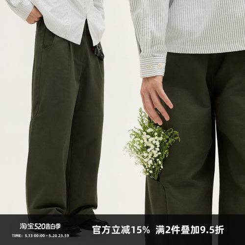 SOMENUM森林 25AW「优雅线条口袋」百搭男女重磅宽松纯棉直筒长裤