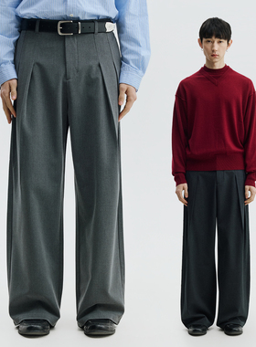 SOMENUM森林 26SS「极易打理」老钱百搭男女多褶垂感直筒西裤长裤