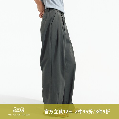 SOMENUM森林 26SS「多褶弯刀廓形」天丝棉尼龙混纺宽松休闲裤长裤
