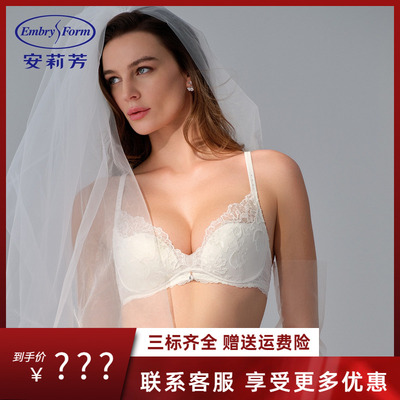 安莉芳专柜新品刺绣花卉蕾丝文胸女士小胸聚拢无钢圈内衣EB00975