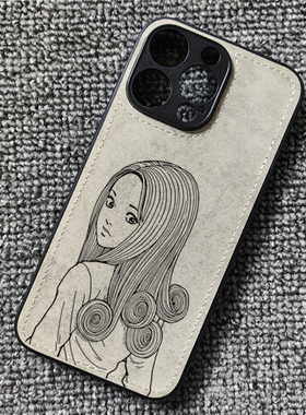 伊藤润二漩涡五岛桐绘动漫周边布纹手机壳适用iphone17苹果16华为mate70NOVA14荣耀400小米14一加13T红米k80