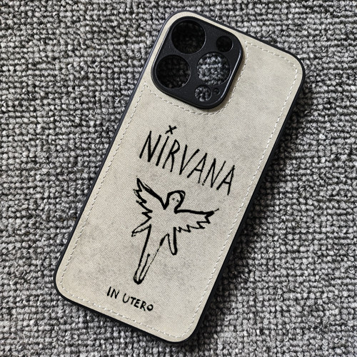 Nirvana涅槃乐队布纹手机壳适用iphone16promax苹果17华为mate80荣耀winrt600小米17红米K90一加15iqoo13ace6