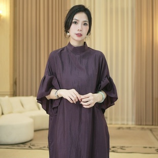 宝儿姐LEMONDISIN新款设计韩版优雅气质时尚显瘦荷叶袖连衣裙女