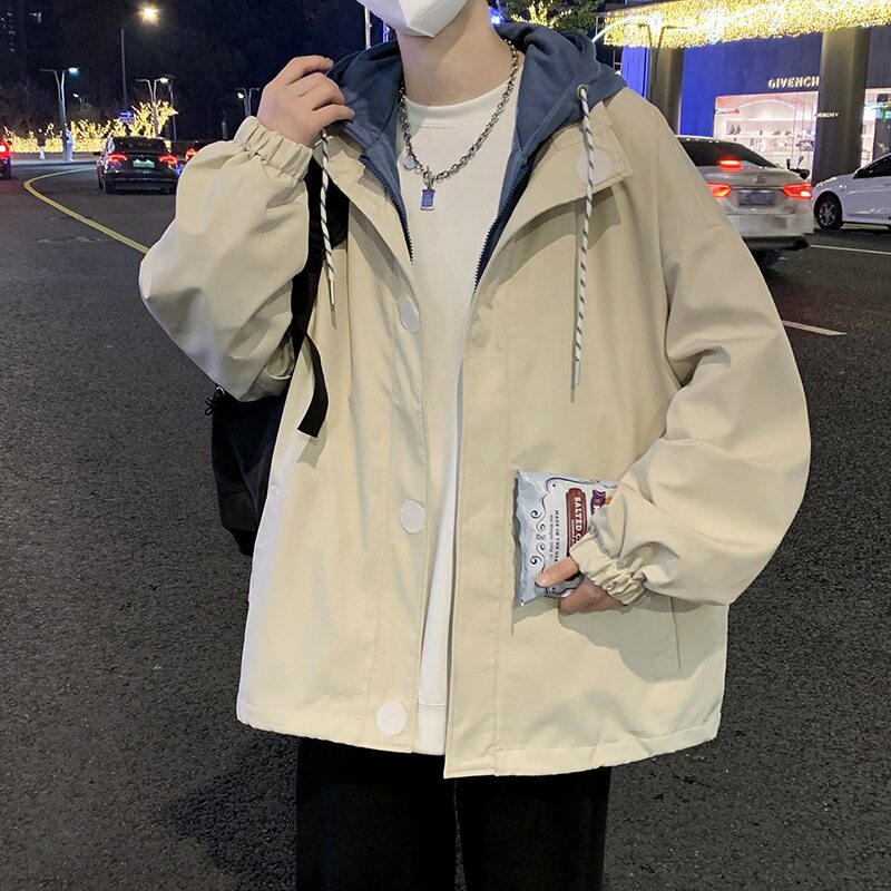 彬纳利春秋季青年学生2026新款韩版夹克男假两件连帽透气百搭潮流
