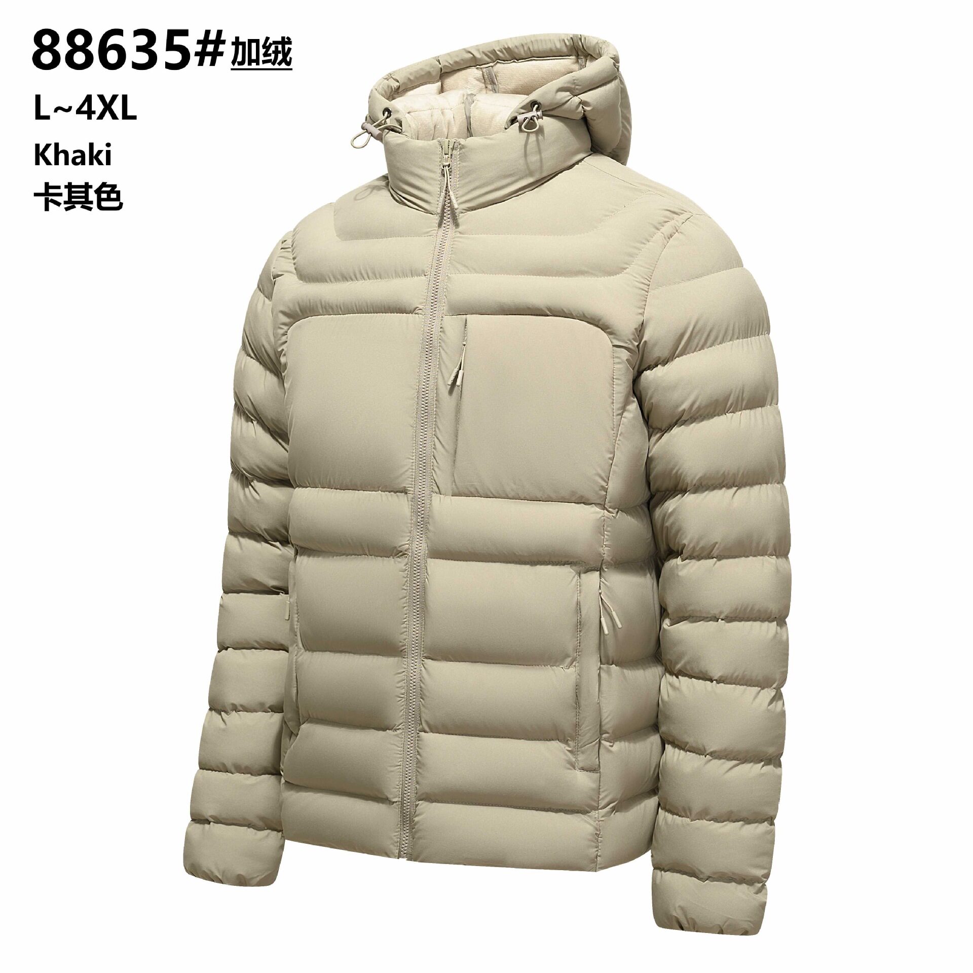 彬纳利【跨境】2026新款秋冬排骨棉衣男士轻便羽绒棉衣服连帽轻薄