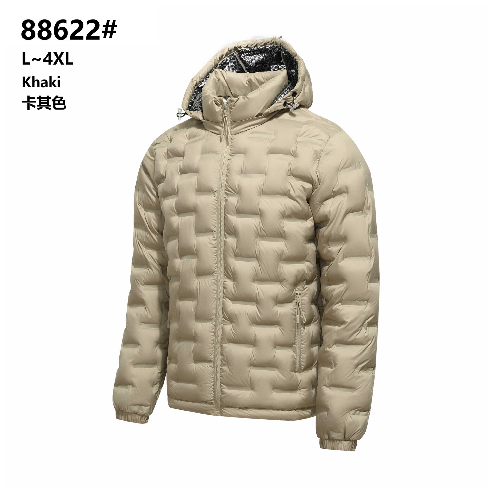 彬纳利2026跨境新款秋冬格子棉衣男士轻便羽绒棉衣服连帽轻薄棉衣