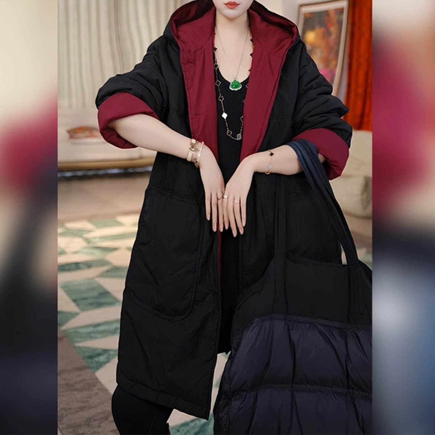 新款宽松显瘦加厚保暖连帽棉服女