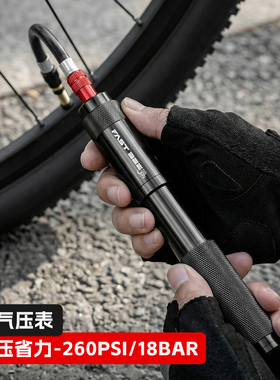 公路车打气筒260PSI迷你高压便携山地自行车前叉美法嘴通用充气泵