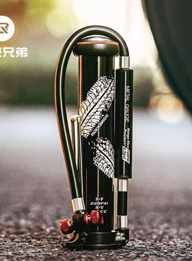 洛克兄弟迷你高压打气筒220PSI带气压表美法嘴便携式公路车充气泵