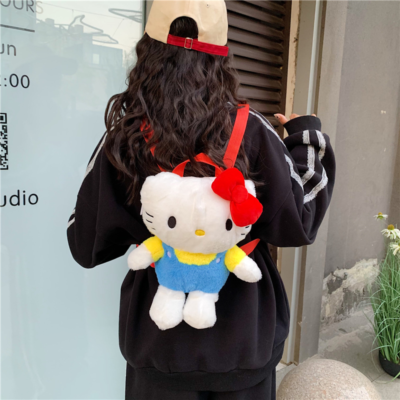 可爱HelloKitty毛绒女生双肩背包