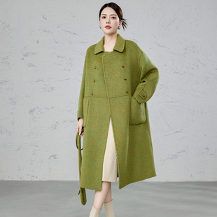 双面羊绒大衣女中长款2025年秋冬新款高级感宽松小个子羊毛呢外套