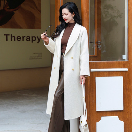 双面呢羊绒大衣女秋冬2025年新款韩版中长款高级感毛呢外套小个子