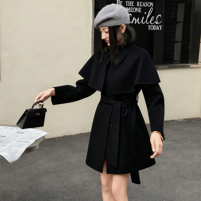 韩版两件套披肩斗篷中长款